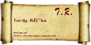 Tordy Réka névjegykártya